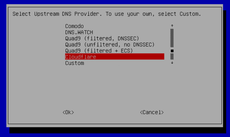 Pi-hole Upsteam DNS selection