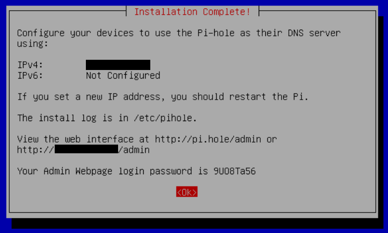 Pi-hole Installation Complete