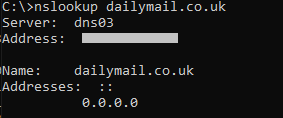 Pi-hole blocking in action